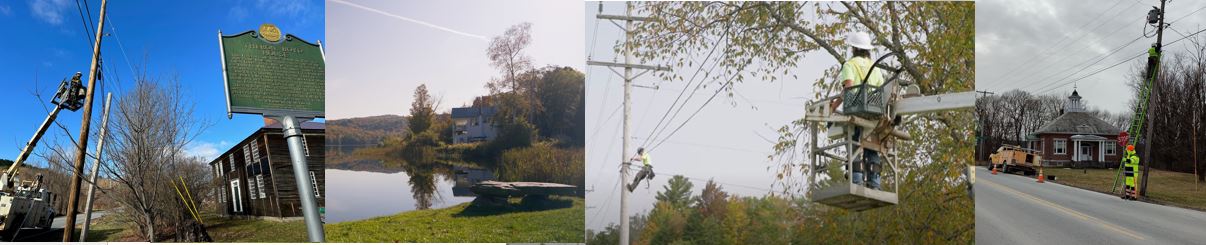 images of workers on poles in different towns