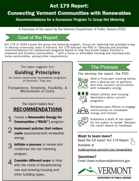 One page summary of the Act 179 report 